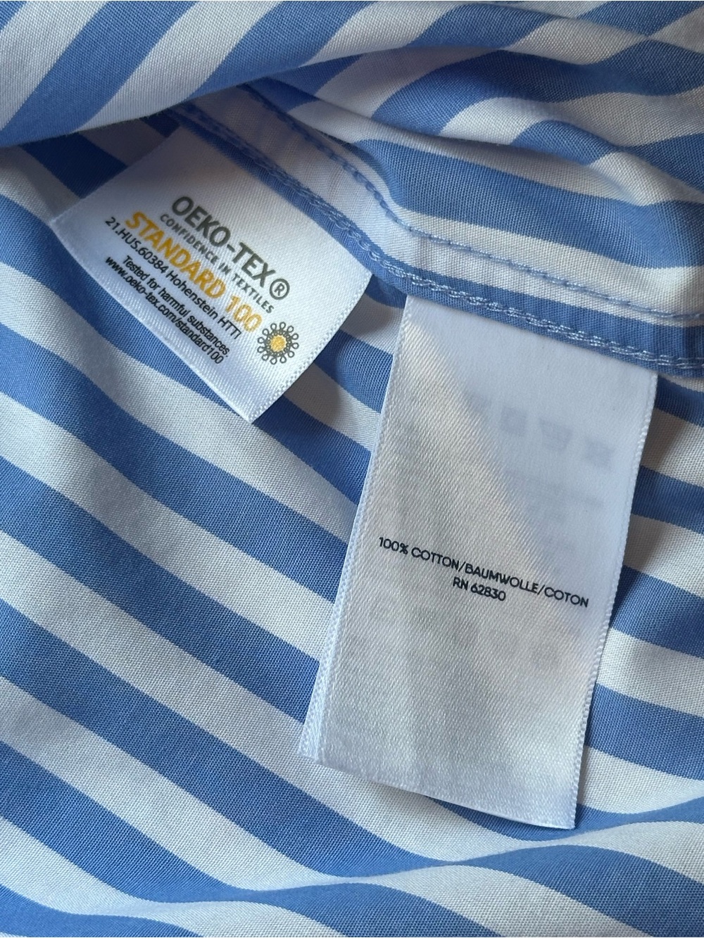 Lands’ End No Iron Supima Cotton Blue & White Striped Button-Up Shirt Size 16 - Picture 8 of 11